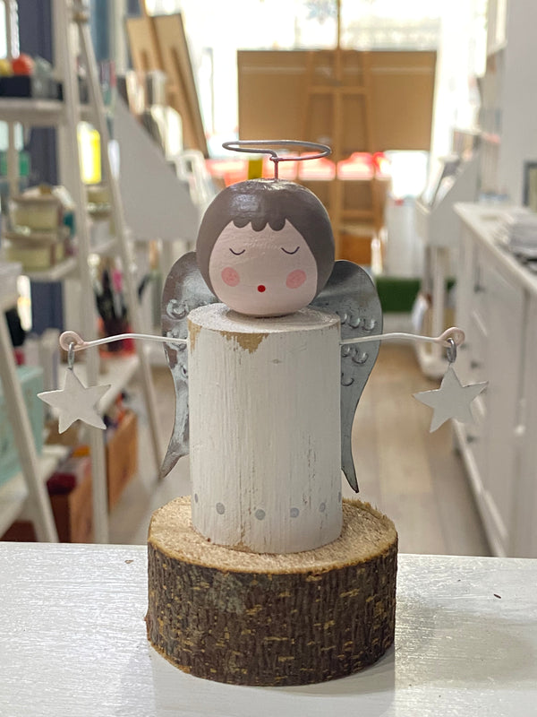 Rustic Wooden Handmade Little White Angel