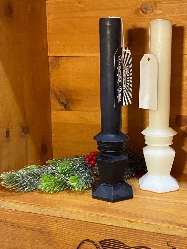 Tall Candlestick Style Wax Candle - Black or White