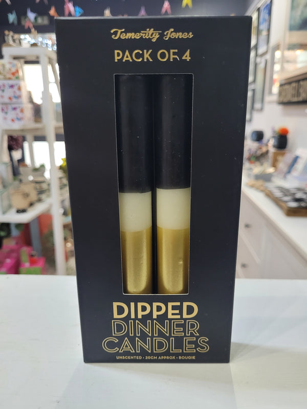 Box of 4 dipped Gold Dinner Candles