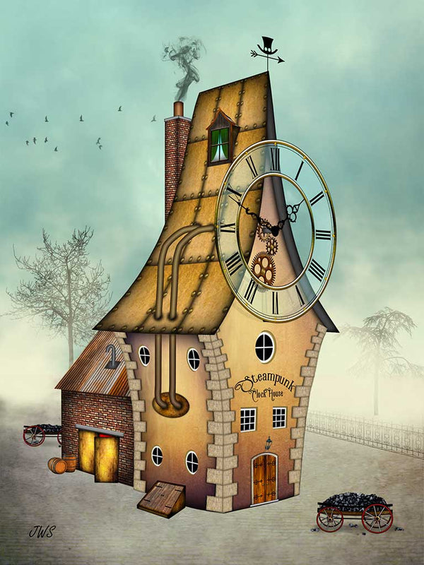 Steampunk Clock House Digital Art Print by John Sullivan