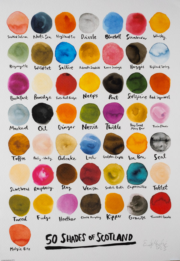 quirky illustration showing the 50 shades of scotland through the eyes of artist emily mackenzie 