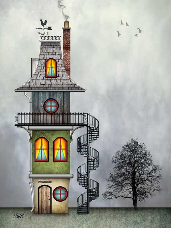 Spiral Staircase House Digital Art Print by John Sullivan