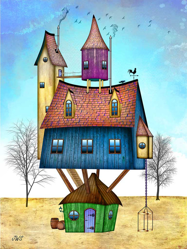 Topple House Digital Art Print by John Sullivan