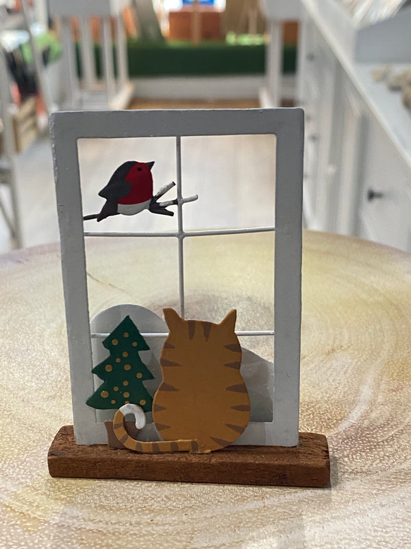 Window Gazing Christmas Cat decoration
